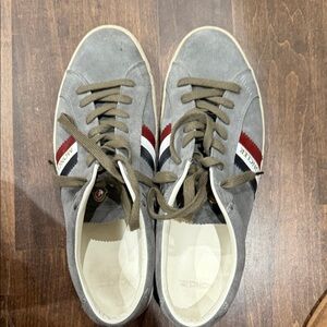 Moncler Gray Sneakers with Red and White Accents